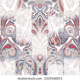 traditional paisley seamless pattern on on textures background