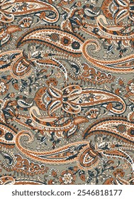 traditional paisley seamless pattern on background