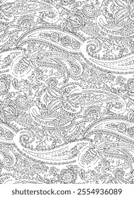 traditional paisley seamless pattern on white background
