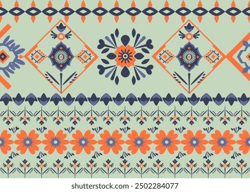 Traditional Palestinian embroidery motif arranged in a seamless pattern, vector illustration design