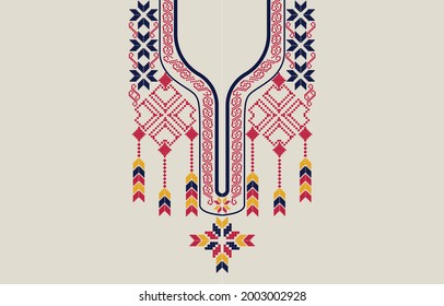 Traditional Palestinian Embroidery Neckline Design.