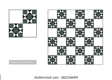 Traditional Palestinian Floor Tiles pattern. Editable vector file.