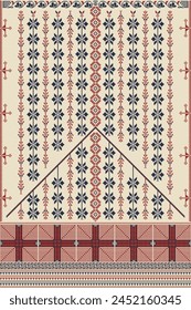 Traditional Palestinian Tatreez, seamless pattern vector template 