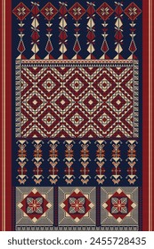 Traditional Palestinian Tatreez, seamless pattern vector template 