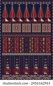 Traditional Palestinian Tatreez, seamless pattern vector template 