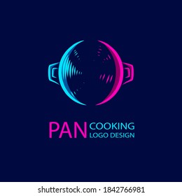 Traditional pan logo line pop art portrait colorful design with dark background. Abstract vector illustration.