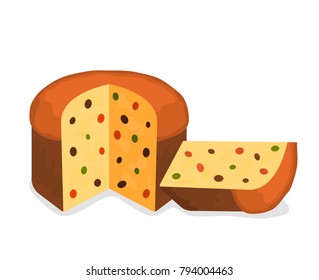 traditional panettone. flat vector illustration isolated on white background 