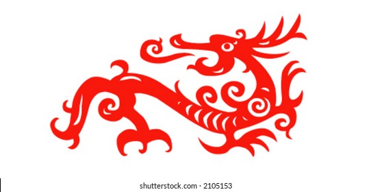 Traditional paper cut of a dragon.