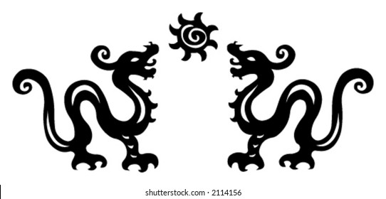 Traditional paper cut of a dragon.