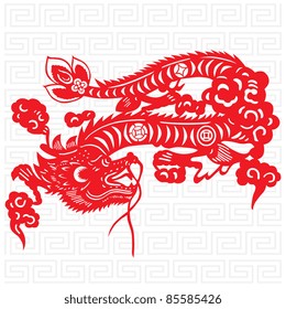 Traditional paper cut of a dragon.