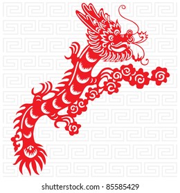 Traditional paper cut of a dragon.