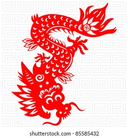 Traditional paper cut of a dragon.