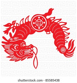 Traditional paper cut of a dragon.