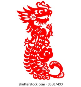 Traditional paper cut of a dragon.