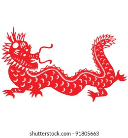 Traditional paper cut of a dragon.