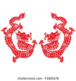 Traditional paper cut of a dragon.