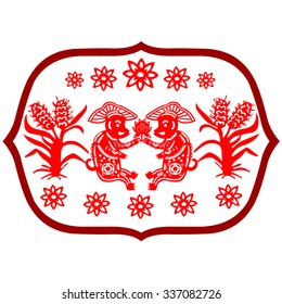 Traditional paper cut of a Monkey. 
