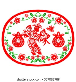 Traditional paper cut of a Monkey. 
