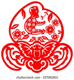 Traditional paper cut of a Monkey. 

