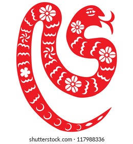 Traditional paper cut of a snake.