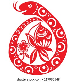 Traditional paper cut of a snake.