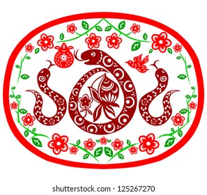 Traditional paper cut of a snake.