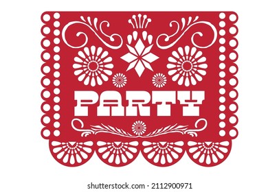 Traditional Party decoration background Red fiesta Garland Paper Cut Vector design