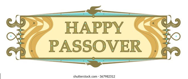 Traditional Passover Banner - Retro style Passover banner with stylized dove and Happy Passover text in the center. Eps10