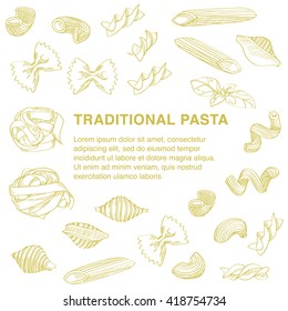 Traditional pasta sketch is great design element for italian restaurants and pasta restaurants.