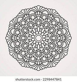 Traditional pattern of circular flowers that form a mandala. suitable for henna, tattoos, photos, coloring books. islam, hindu,Buddha, india, pakistan, chinese, arab