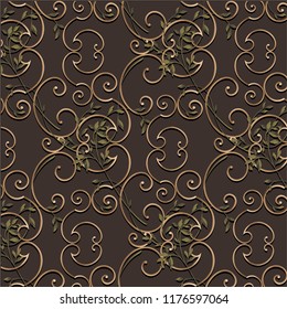 traditional pattern design witn leaves and gold elements