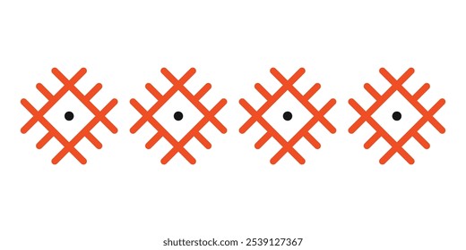 Traditional pattern of the Komi people, a Finno-Ugric group, a symbol of the sun. Embroidery and painting of indigenous peoples. Vector illustration isolated on white, hand drawn, flat design