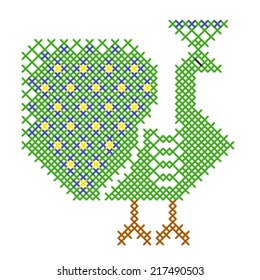 Traditional pattern with peacocks. Cross-stitch.