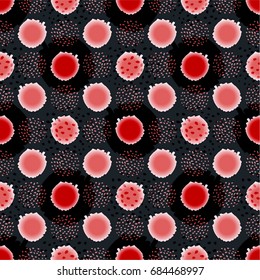 Traditional pattern in polka dots. Vector tie dye seamless pattern. Hand drawn shibori  print. Ink textured japanese background.