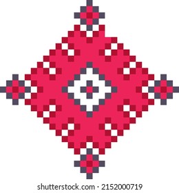 Traditional pattern for Slavic embroidery. Red with white 