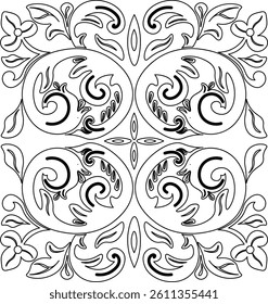 traditional pattern of Sumatera. floral pattern. line art pattern