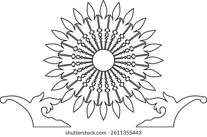 traditional pattern of Sumatera. floral pattern. line art pattern