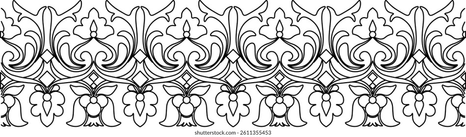 traditional pattern of Sumatera. floral pattern. line art pattern
