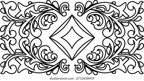 Patrón tradicional de Sumatra. patrón floral. patrón de arte de línea