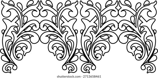 Patrón tradicional de Sumatra. patrón floral. patrón de arte de línea