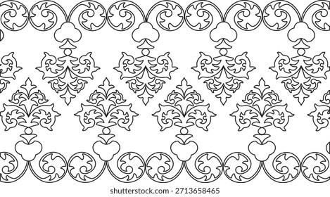 Patrón tradicional de Sumatra. patrón floral. patrón de arte de línea