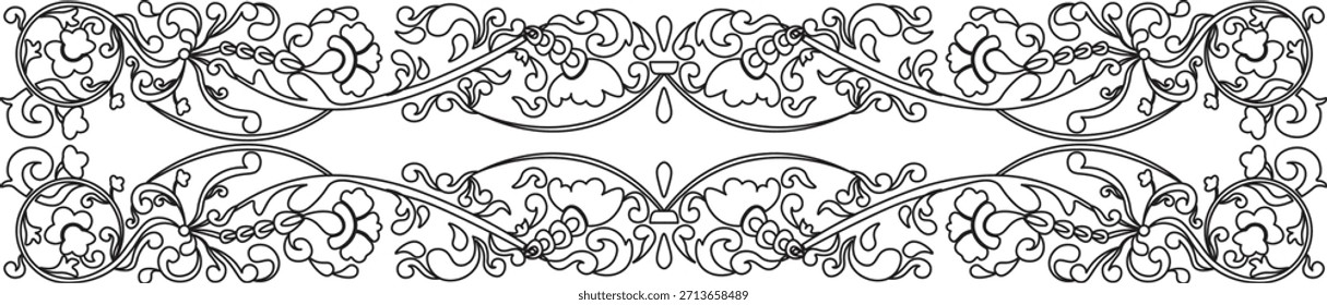 Patrón tradicional de Sumatra. patrón floral. patrón de arte de línea