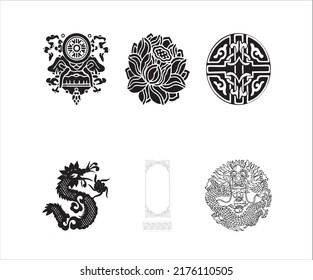 traditional pattern vector daquan with white background