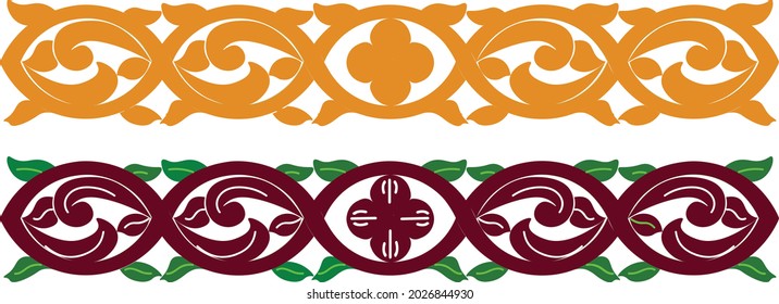 traditional pattern from West sumatera of ndonesia inspired by floral with two form, gold and purple mixed with green
