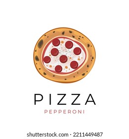 Traditional pepperoni pizza vector illustration logo