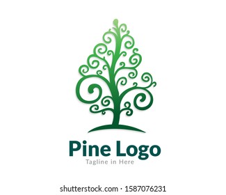 traditional pine art logo design inspiration