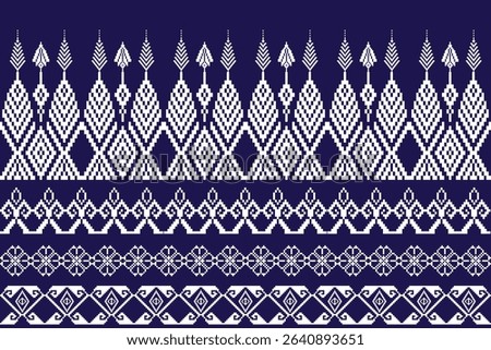 traditional pixel-art geometric textile patterns inspired by ethnic, tribal, and folk art.high-contrast, seamless motifs showcase cultural heritage with symbolic elements including diamonds, flowers, 
