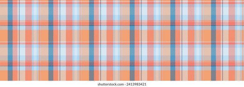 Patrón de fondo de manto tradicional, textura de tartán textil de negocios. El vector del pie controla la tela sin fisuras en color cian y naranja.