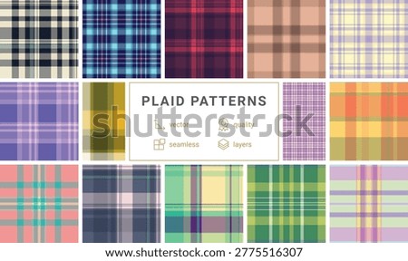 Traditional plaid bundle reworked for Halloween themes. Familiar tartan structure supports spooky storytelling. Vector geometry stays accurate.