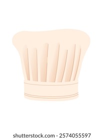 Traditional pleated chef hat with a rounded top, soft beige color, and detailed folds. Stylish kitchen hat, professional wear. Perfect for culinary. Vector illustration